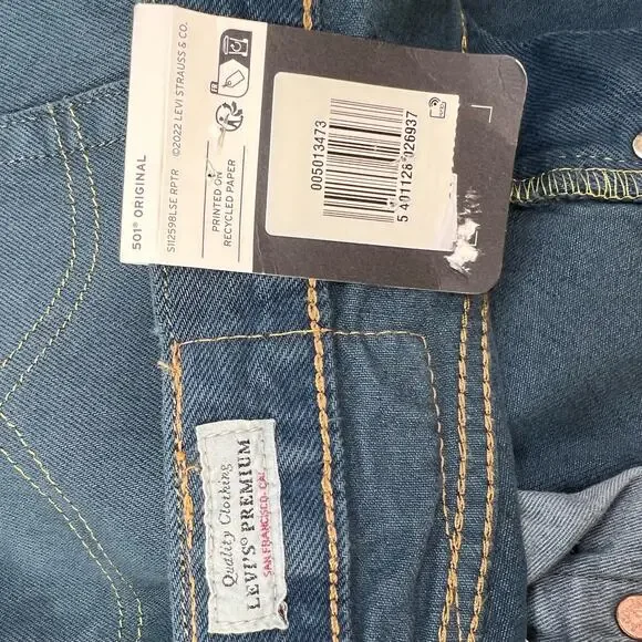 NWT Levi's 501 Big E Men's 36x36 Forest Green Button Fly Straight Minimalist